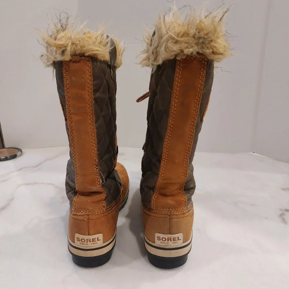 Sorel Tofino‎ Lace Up Faux Fur Lined Waterproof Leather Boots Tan Womens Sz 8 M
